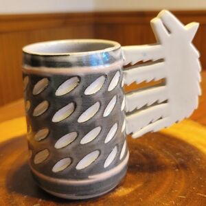 Cunningham Pottery Wolf Mug Grey White Pink